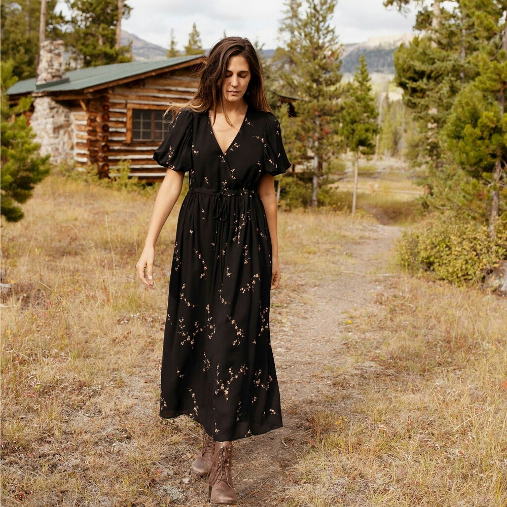 Christy Dawn Deliah Dress Black Floral XL NWT
